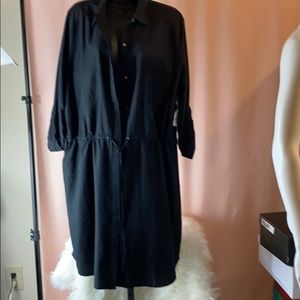 LOFT DRESS BLACK CUFF ABLE SLEEVES FRONT POCKET XL